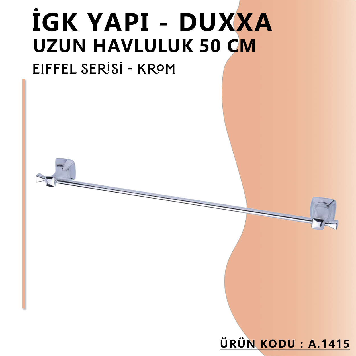 İGK YAPI - Duxxa Eiffel Uzun Havluluk (50 cm) Krom (A.1415) - Resim 2