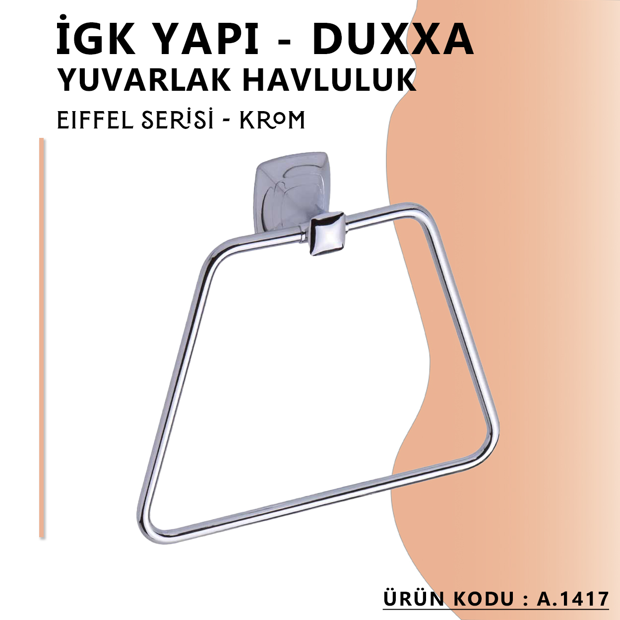 İGK YAPI - Duxxa Eiffel Yuvarlak Havluluk Krom (A.1417) - Resim 2