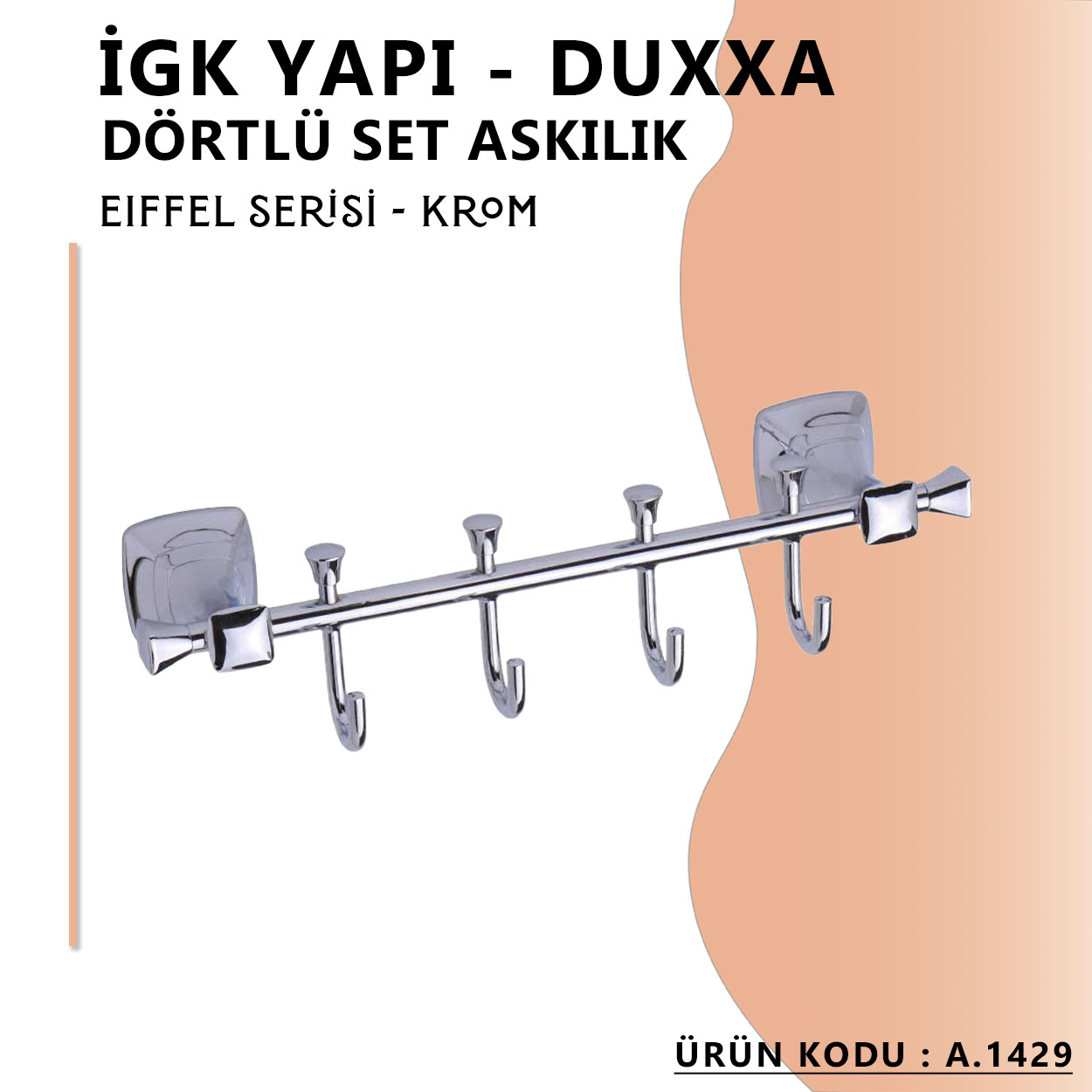 İGK YAPI - Duxxa Eiffel Beşli Set Askılık Krom (A.1429) - Resim 2