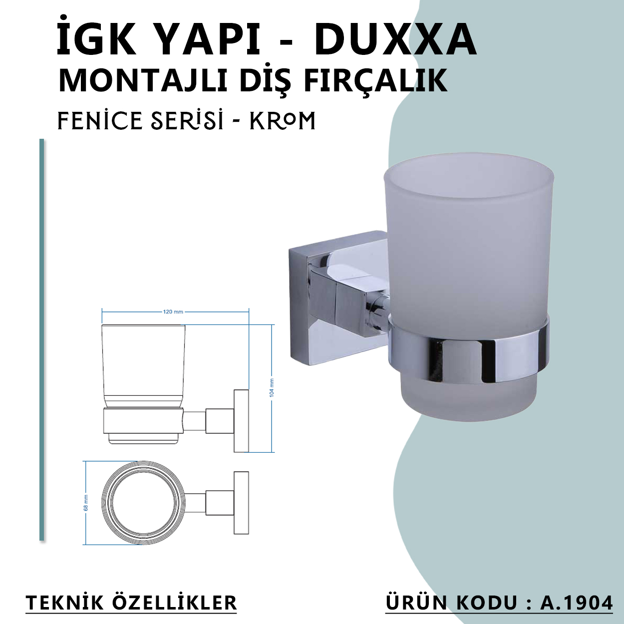 İGK YAPI - Duxxa Fenice Montajlı Diş Fırçalık Krom (A.1904) - Resim 4