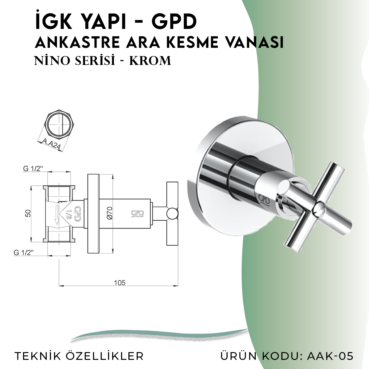 İGK YAPI - GPD Nino Ankastre Ara Kesme Vanası  (AAK05) - Resim 4