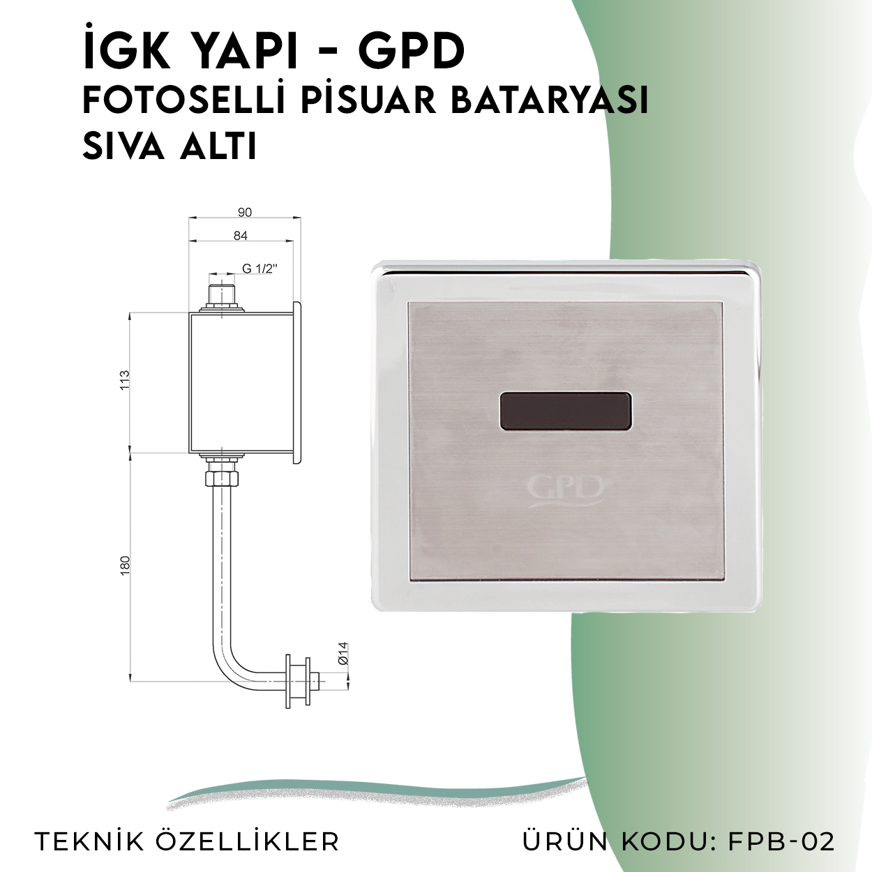 İGK YAPI - GPD Fotoselli Pisuvar Bataryası (Sıva Altı) (FPB02) - Resim 4