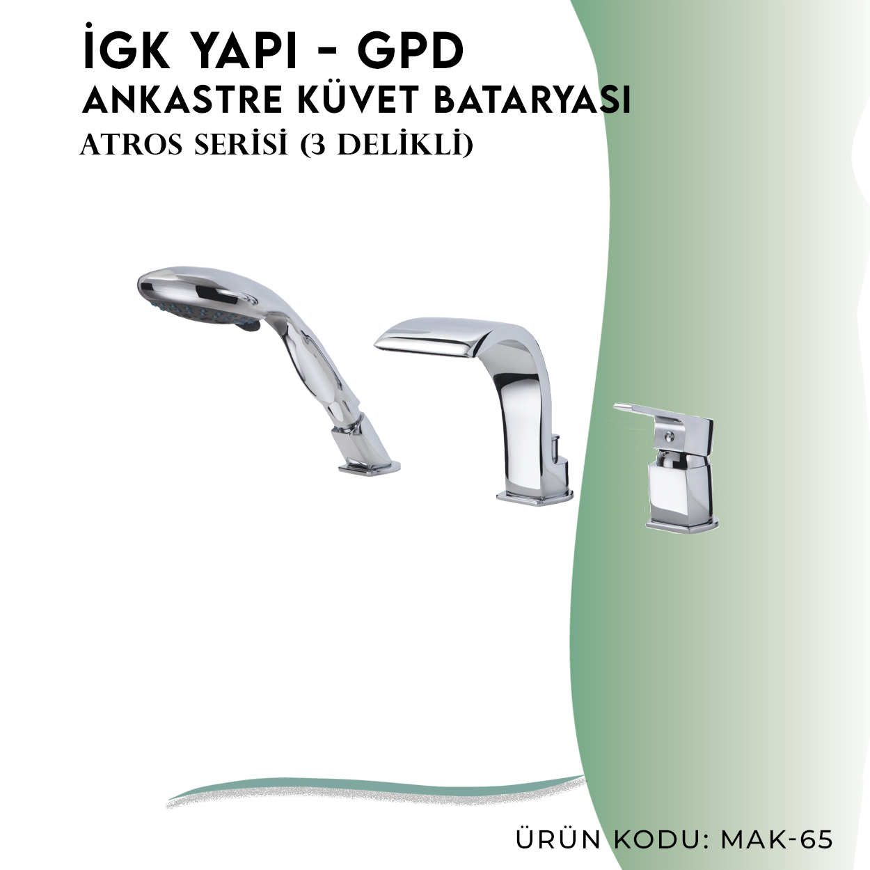 İGK YAPI - GPD Atros Ankastre Küvet Bataryası (3 Delikli) (MAK65) - Resim 3