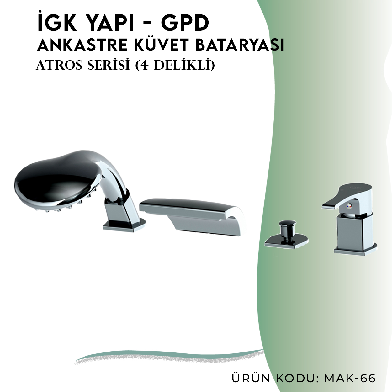 İGK YAPI - GPD Atros Ankastre Küvet Bataryası (4 Delikli) (MAK66) - Resim 3