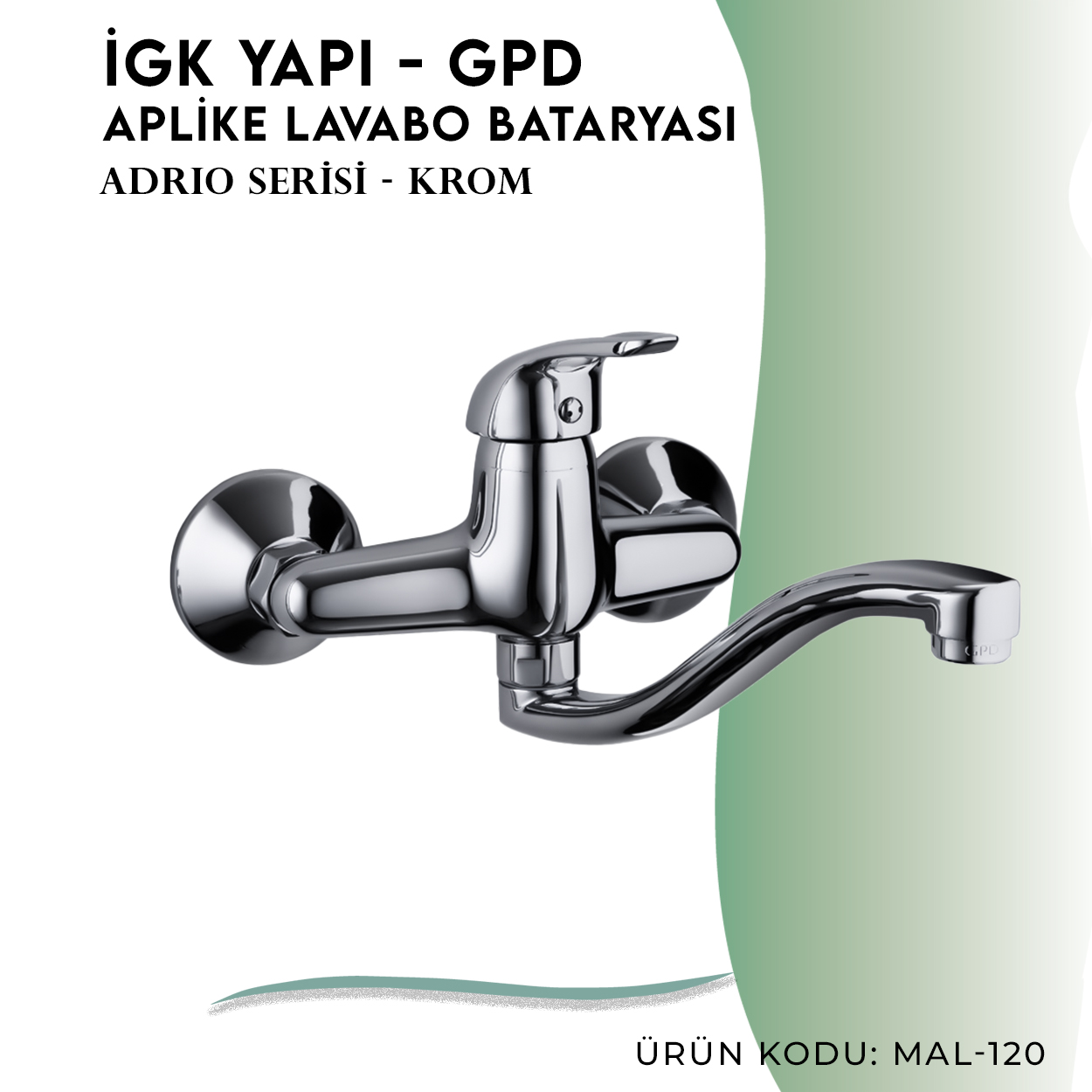İGK YAPI - GPD Adrio Aplike Lavabo Bataryası (MAL120) - Resim 3
