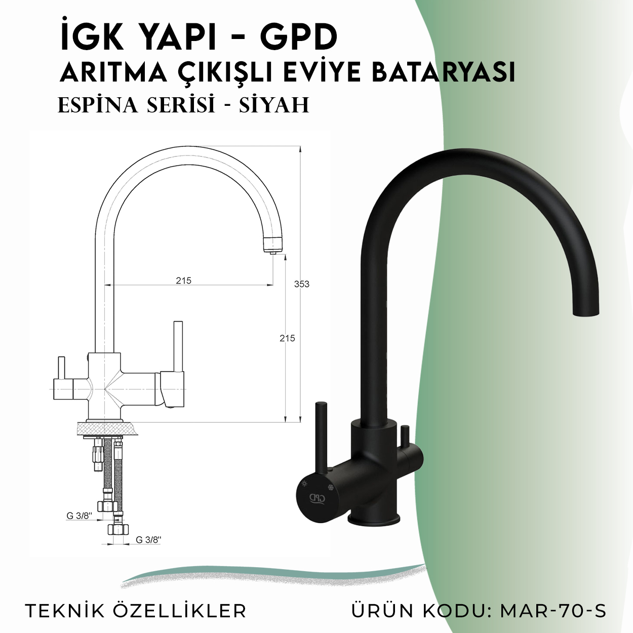 İGK YAPI - GPD S Espina Arıtma Çıkışlı Eviye Bataryası ( MAR70-S) - Resim 4