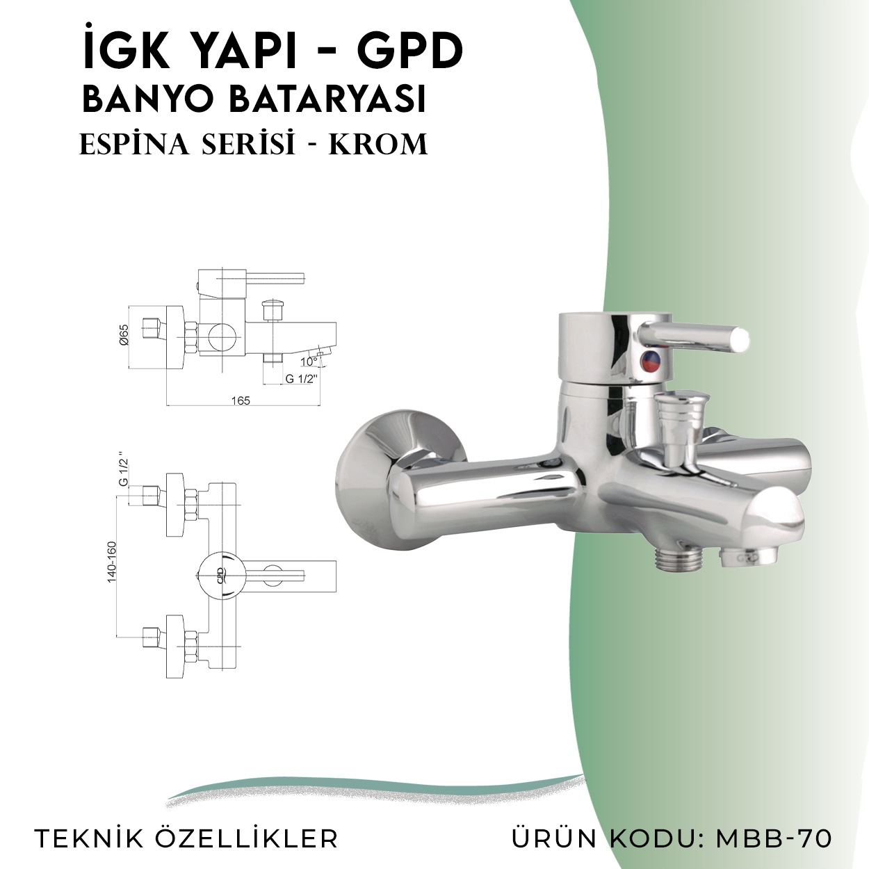 İGK YAPI - GPD Espina Banyo Bataryası (MBB70) - Resim 4