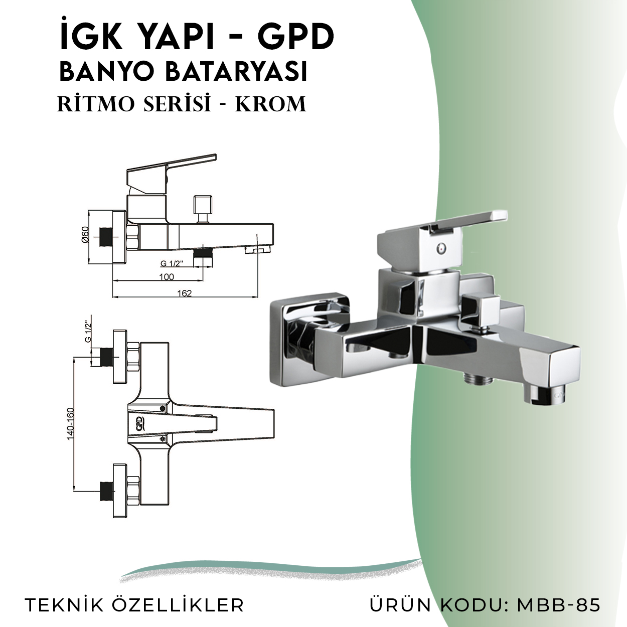 İGK YAPI - GPD Ritmo Banyo Bataryası (MBB85) - Resim 4