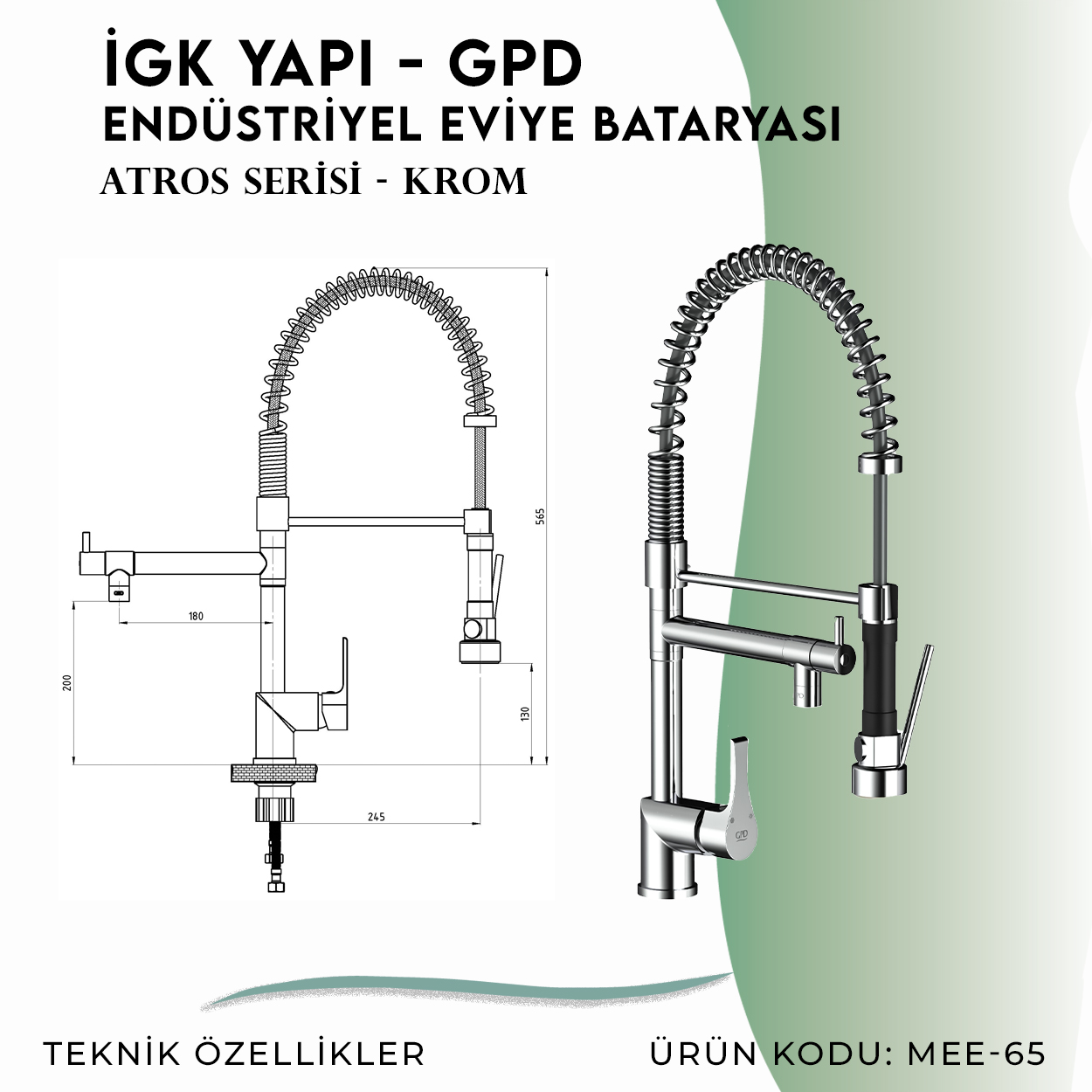 İGK YAPI - GPD Atros Endüstriyel Eviye Bataryası (MEE65) - Resim 4
