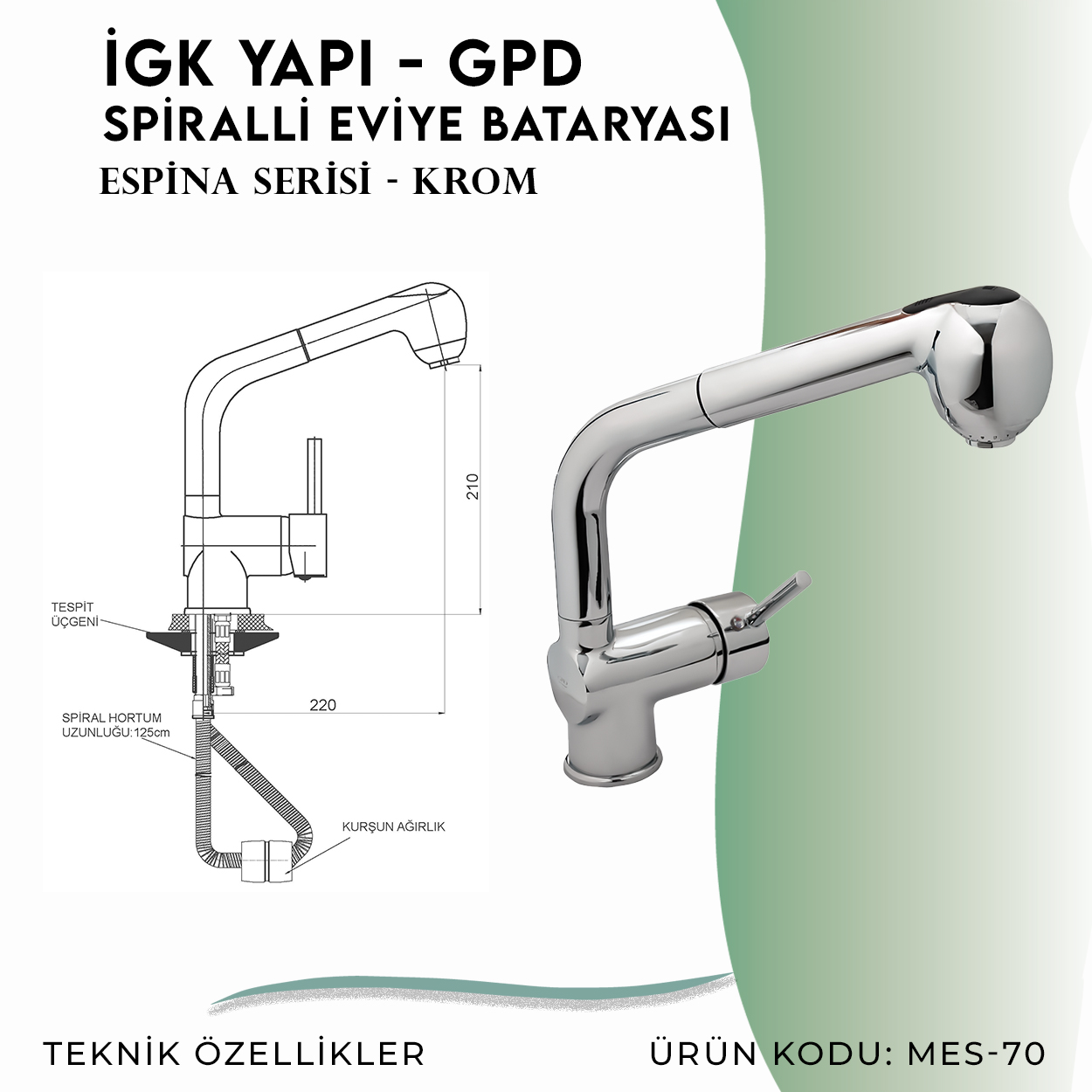İGK YAPI - GPD Espina Spiralli Eviye Bataryası (MES70) - Resim 4