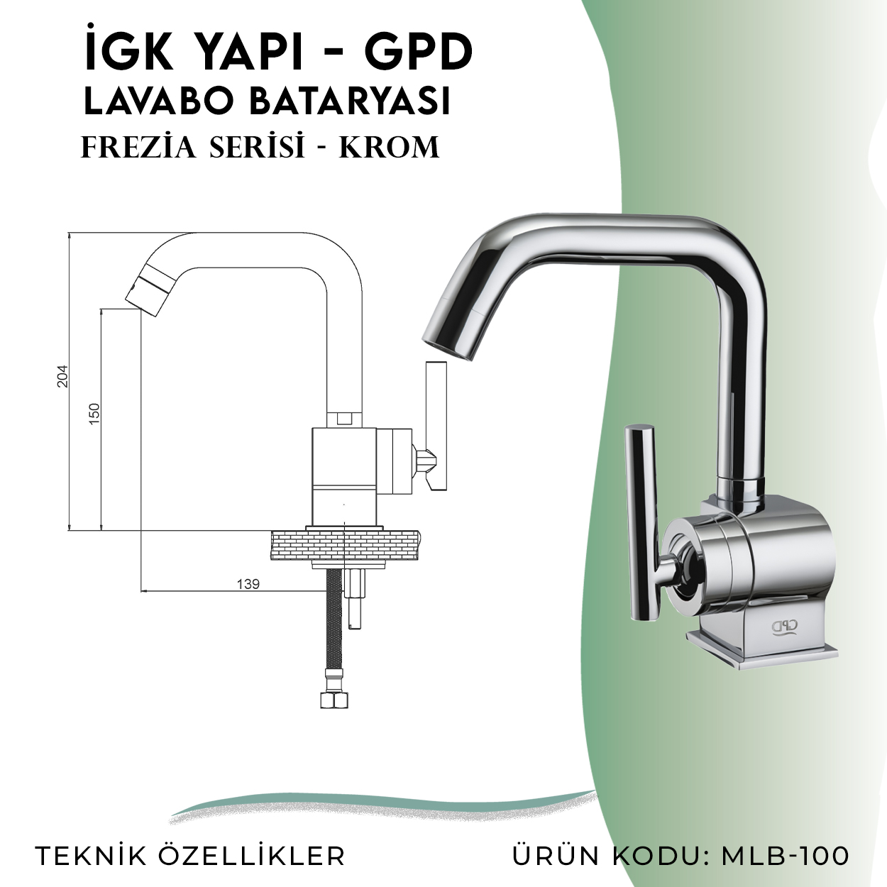 İGK YAPI - GPD Frezia Lavabo Bataryası  (MLB100) - Resim 4