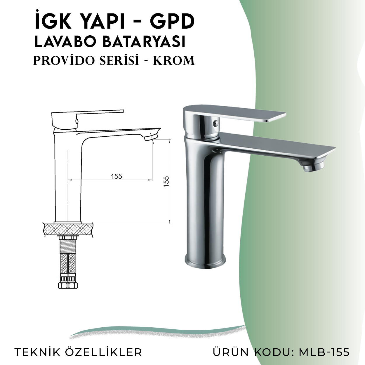 İGK YAPI - GPD Provido Lavabo Bataryası (MLB155) - Resim 4