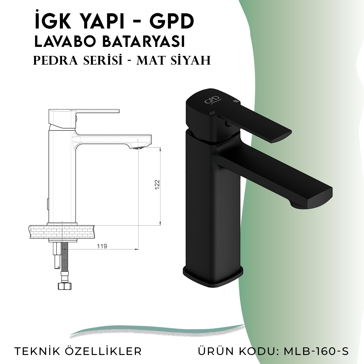 İGK YAPI - GPD S Pedra Lavabo Bataryası  (MLB160-S) - Resim 4
