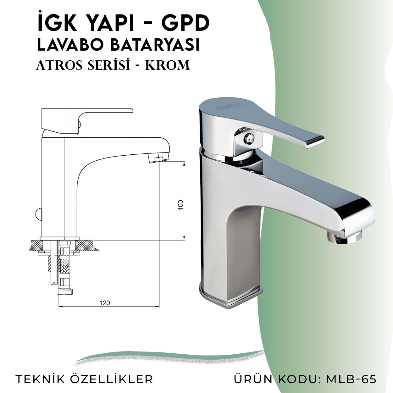 İGK YAPI - GPD Atros Lavabo Bataryası (MLB65) - Resim 4