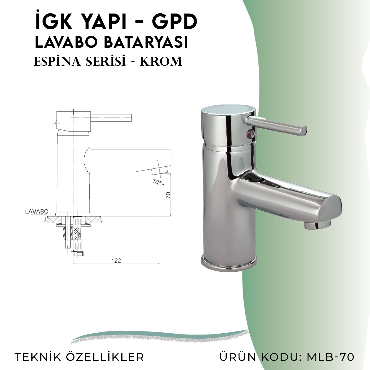 İGK YAPI - GPD Espina Lavabo Bataryası (MLB70) - Resim 4