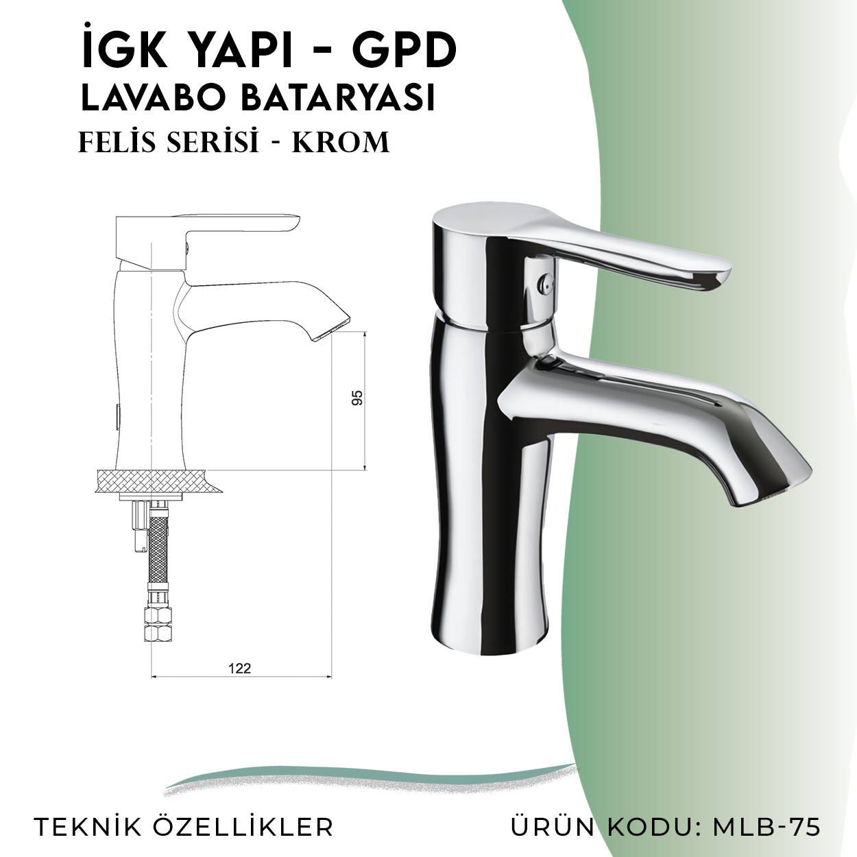 İGK YAPI - GPD Felis Lavabo Bataryası (MLB75) - Resim 4