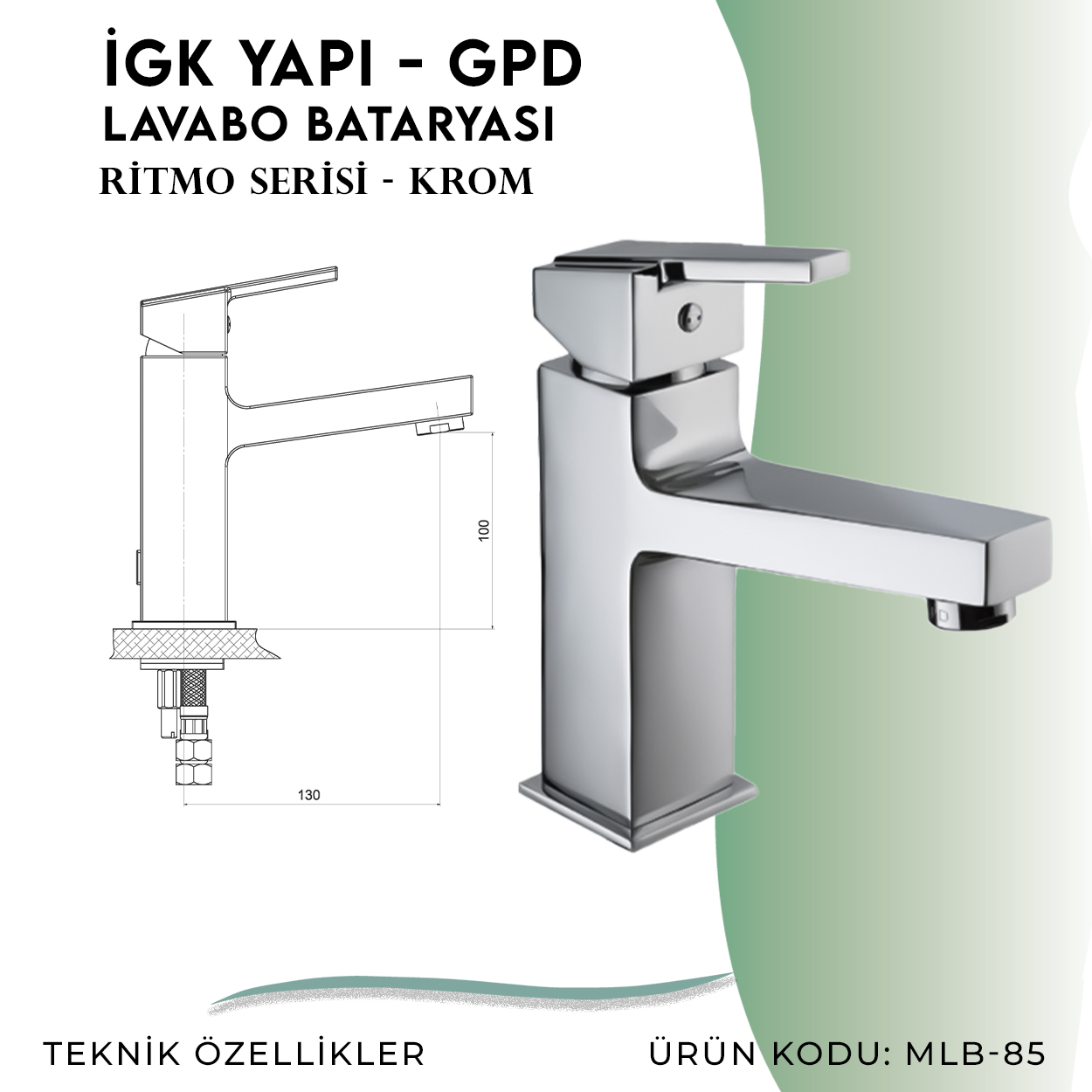 İGK YAPI - GPD Ritmo Lavabo Bataryası (MLB85) - Resim 4