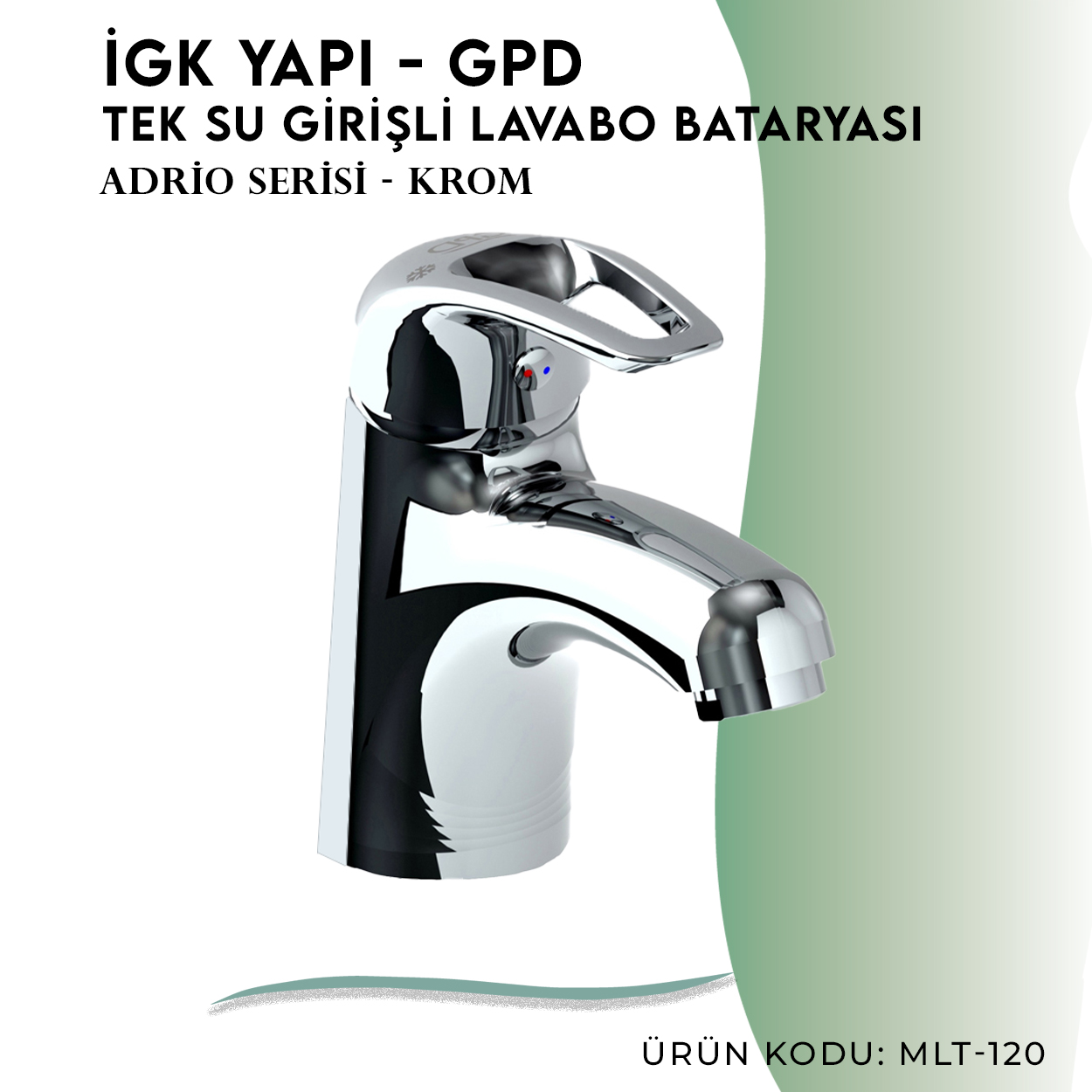 İGK YAPI - GPD Adrio Tek Su Girişli Lavabo Bataryası (MLT120) - Resim 3