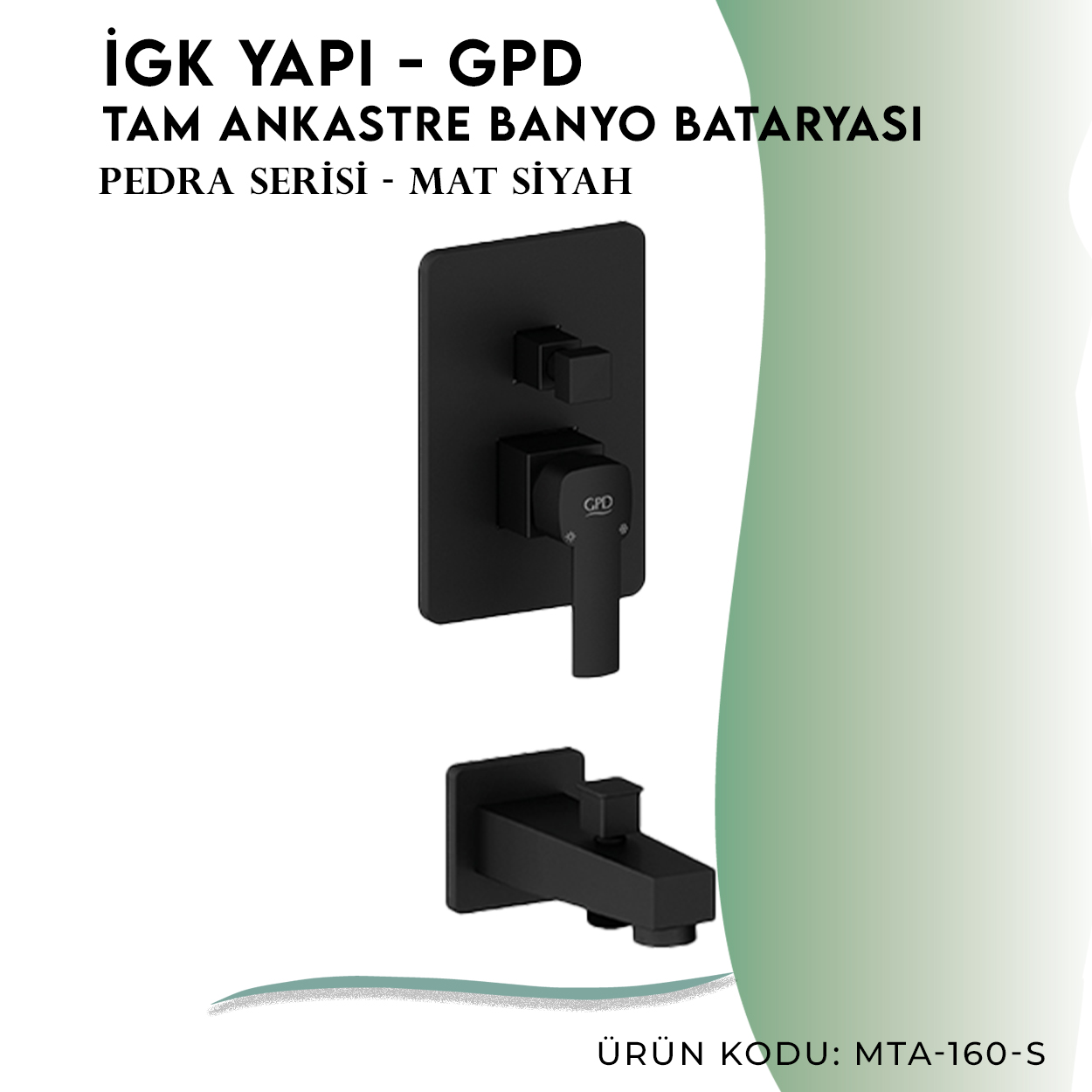 İGK YAPI - GPD S Pedra Tam Ankastre Banyo Bataryası  (MTA160-S) - Resim 3