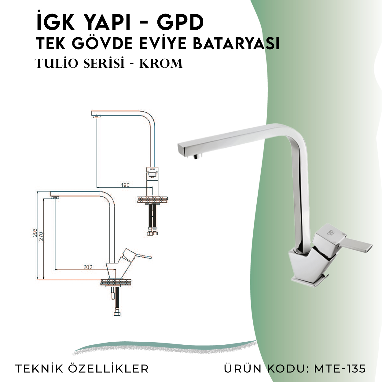 İGK YAPI - GPD Tulio Tek Gövde Eviye Bataryası  (MTE135) - Resim 4