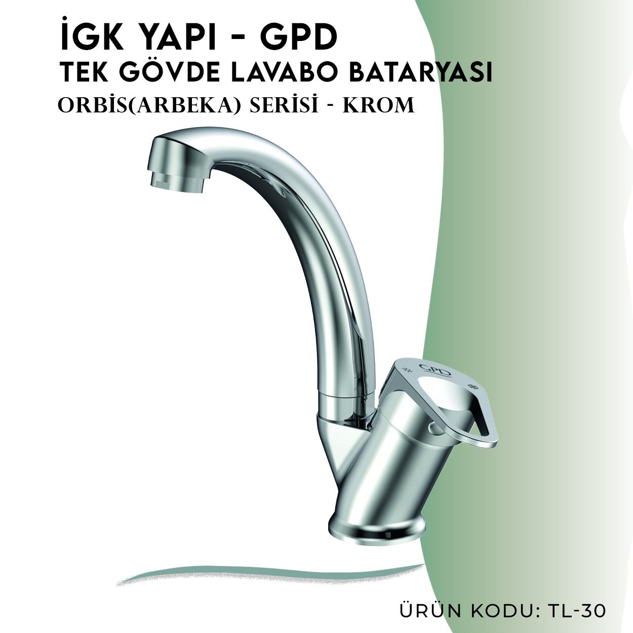 İGK YAPI - GPD Orbis Tek Gövde Lavabo Bataryası (TL30) - Resim 3