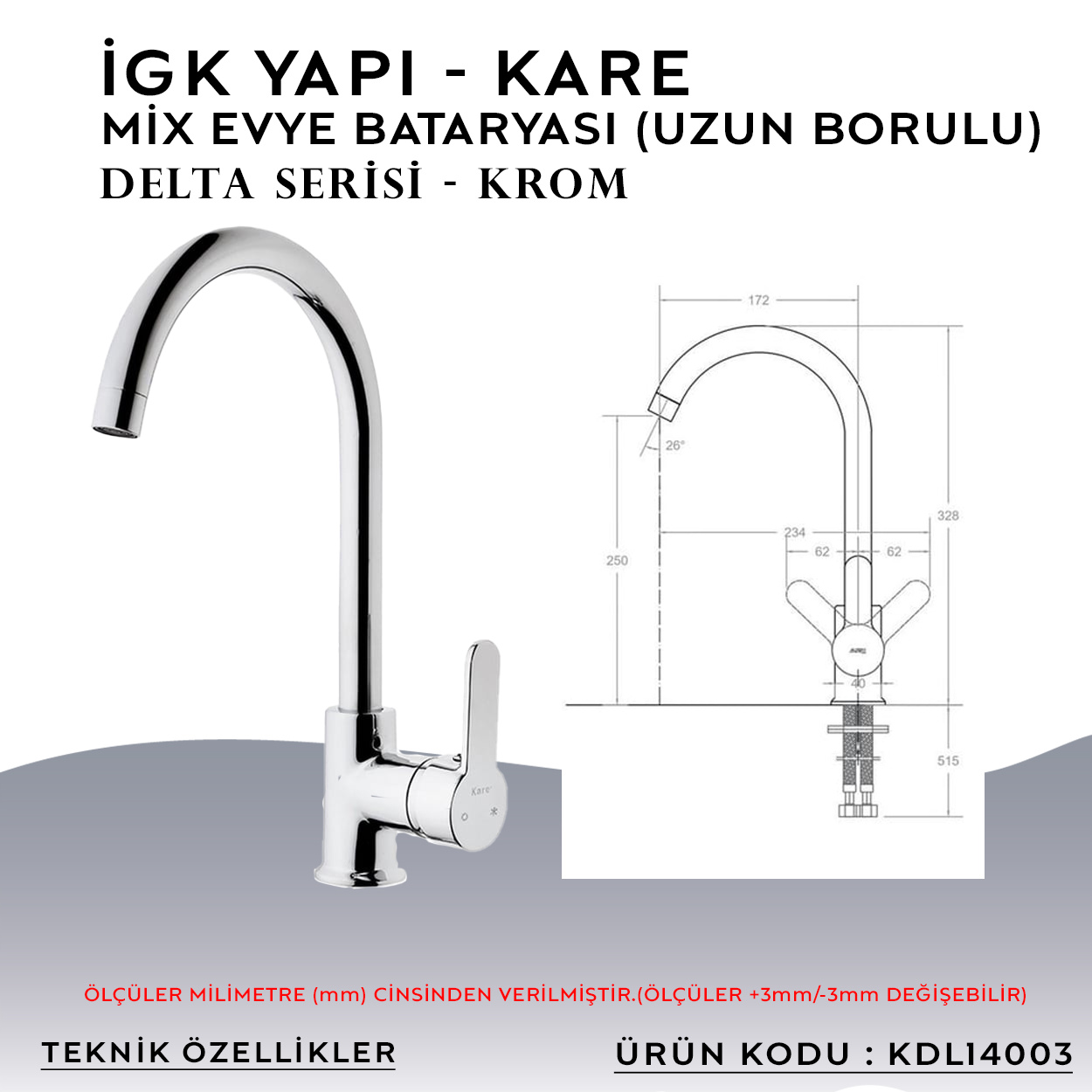 İGK YAPI – KARE KDL14003 Delta Eviye Bataryası - Resim 4