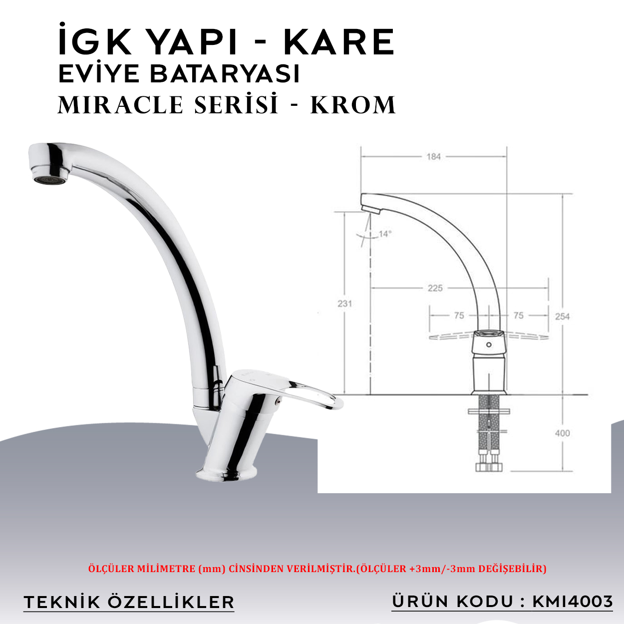 İGK YAPI – KARE KMI4003 Miracle Eviye Bataryası - Resim 4