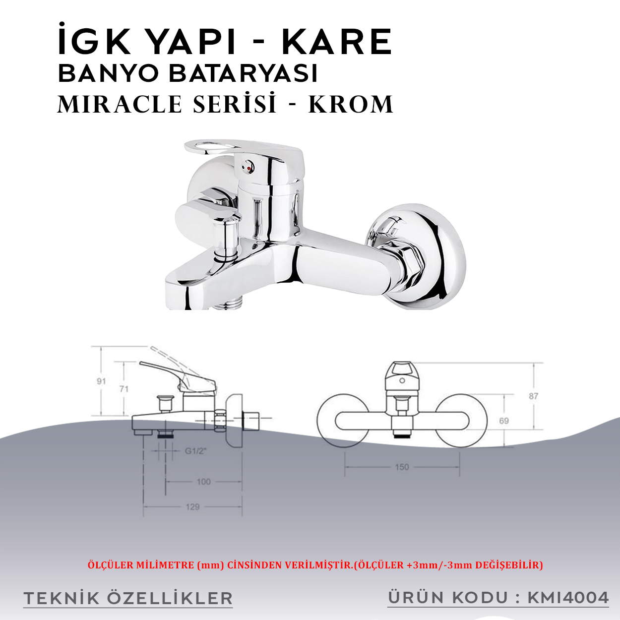 İGK YAPI – KARE KMI4004 Miracle Banyo Bataryası - Resim 4
