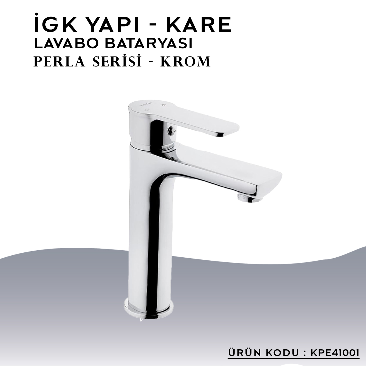 İGK YAPI – KARE KPE41001 Perla Lavabo Bataryası - Resim 3