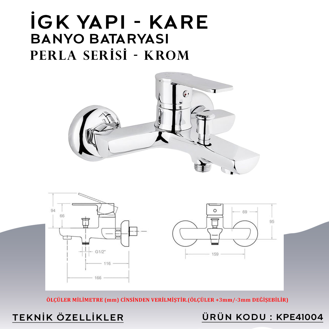 İGK YAPI – KARE KPE41004 Perla Banyo Bataryası - Resim 4