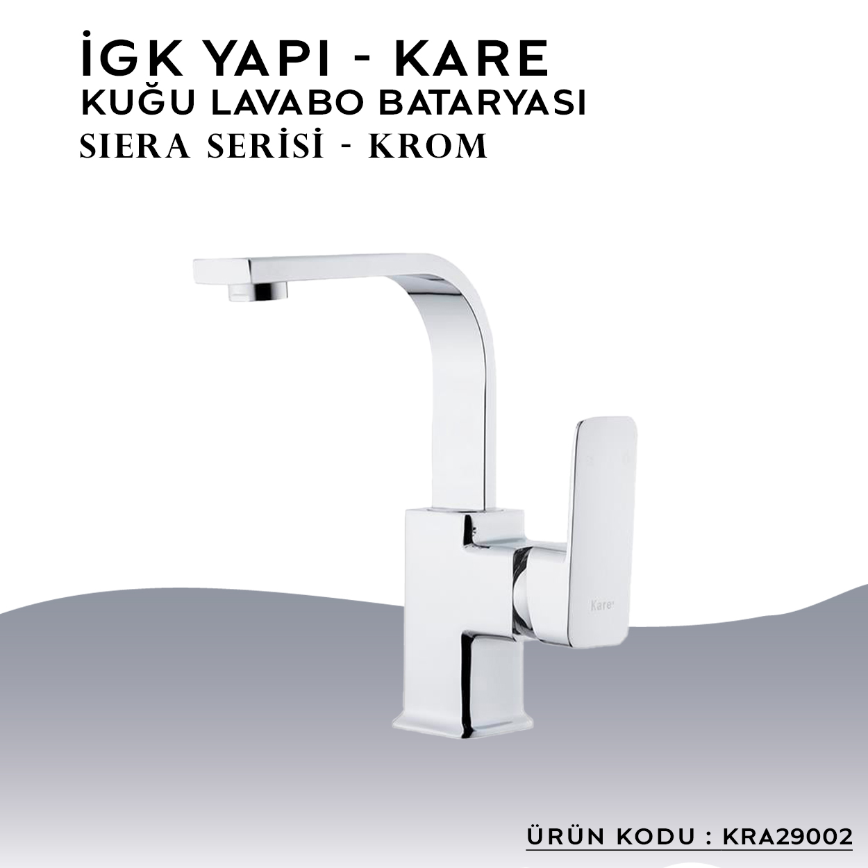 İGK YAPI – KARE KRA29002 Siera Kuğu Lavabo Bataryası - Resim 3