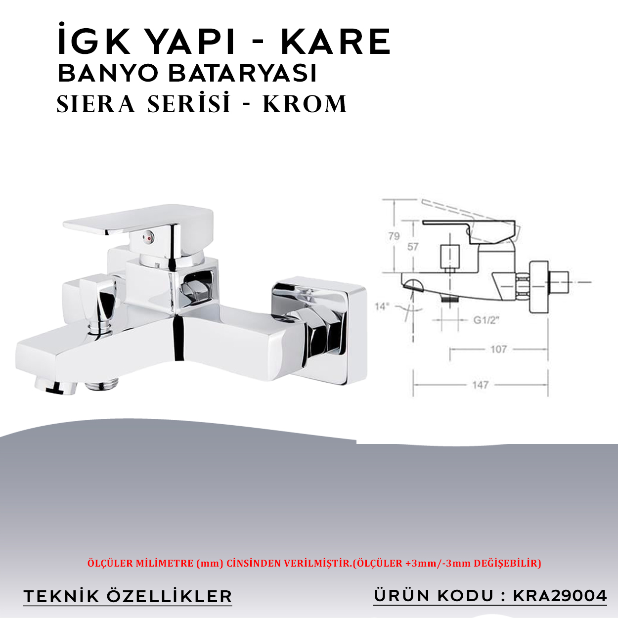 İGK YAPI – KARE KRA29004 Siera Banyo Bataryası - Resim 4