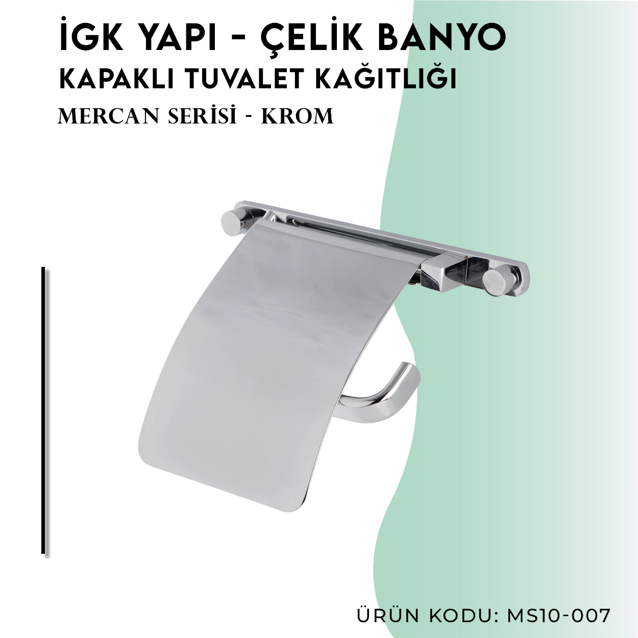 İGK YAPI - Çelik Banyo Mercan Geniş Kapaklı Tuvalet Kâğıtlığı (MS10-007) - Resim 3
