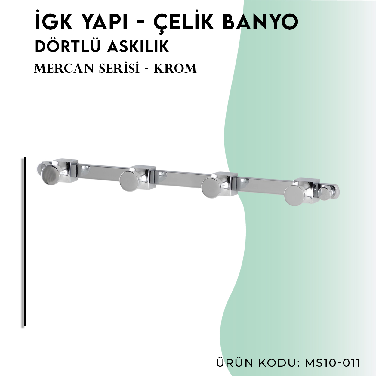 İGK YAPI - Çelik Banyo Mercan Dörtlü Askılık (MS10-011) - Resim 3