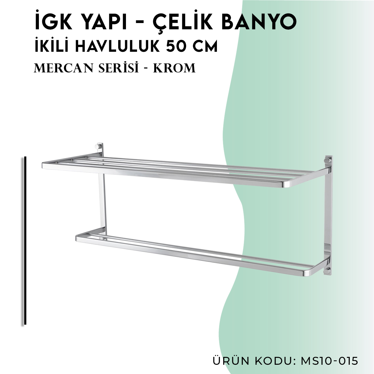 İGK YAPI - Çelik Banyo Mercan İkili Havluluk 50cm (MS10-015) - Resim 3