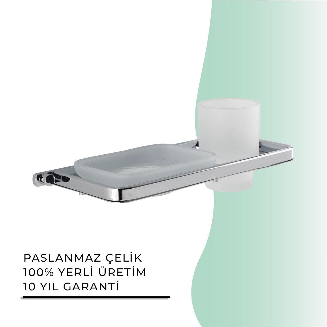 İGK YAPI - Çelik Banyo Mercan Montajlı Sabunluk-Diş Fırçalık (MS10-022)