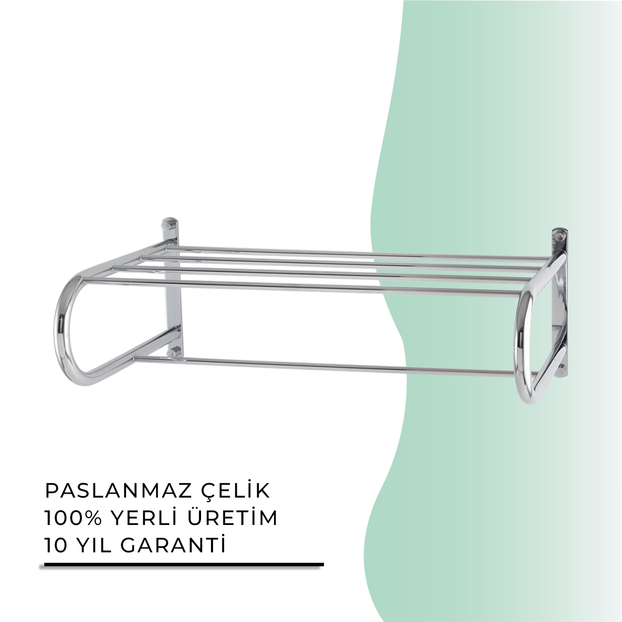 İGK YAPI - Çelik Banyo Mercan Lamalı Raf Havluluk 50cm (MS10-058)
