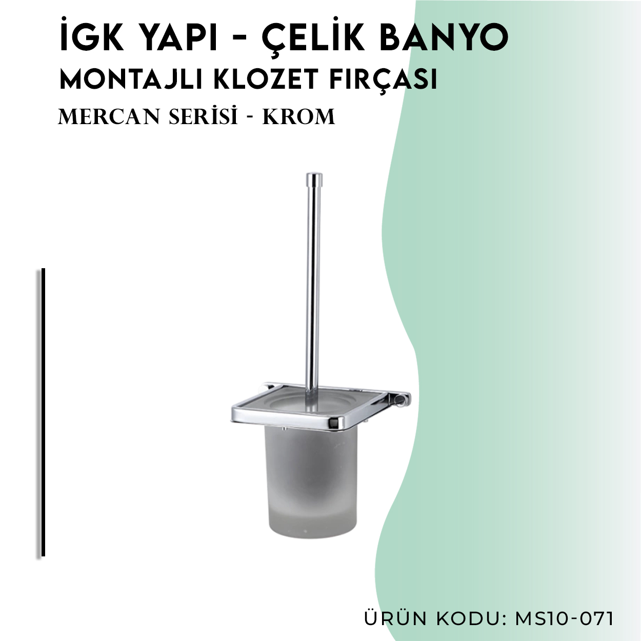 İGK YAPI - Çelik Banyo Mercan Montajlı Klozet Fırçası (MS10-071) - Resim 3